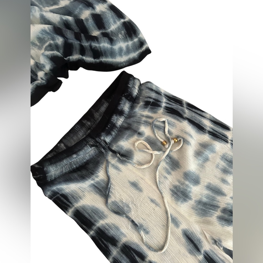 South Beach Tie Dye Button Down Shirt & Flowy Pants Co-Ord Set | Size 0 (XS) - Picture 4 of 9